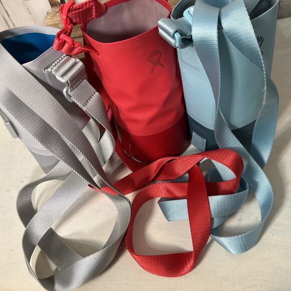 Set Of 3 Hydro Flask Travel Slings For 32oz Bottles - Red, Grey, Aqua - Picture 8 of 8